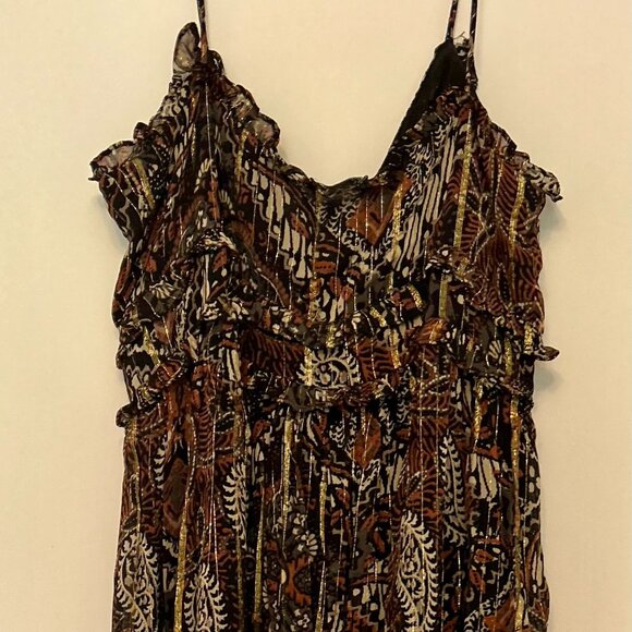 Zara New without tags, Paisley Boho Dress Gold Threading - Picture 3 of 8